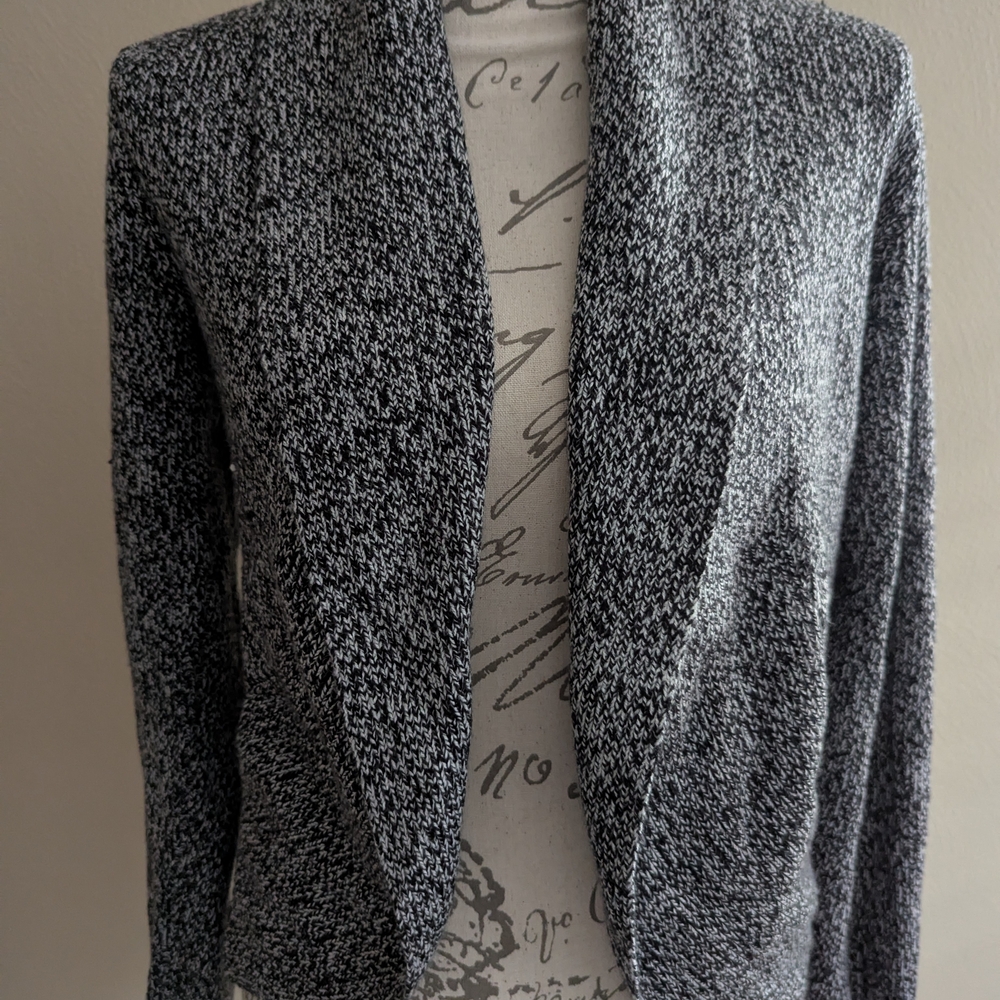 H&M Black and Gray Cardigan Sweater with Plush Texture